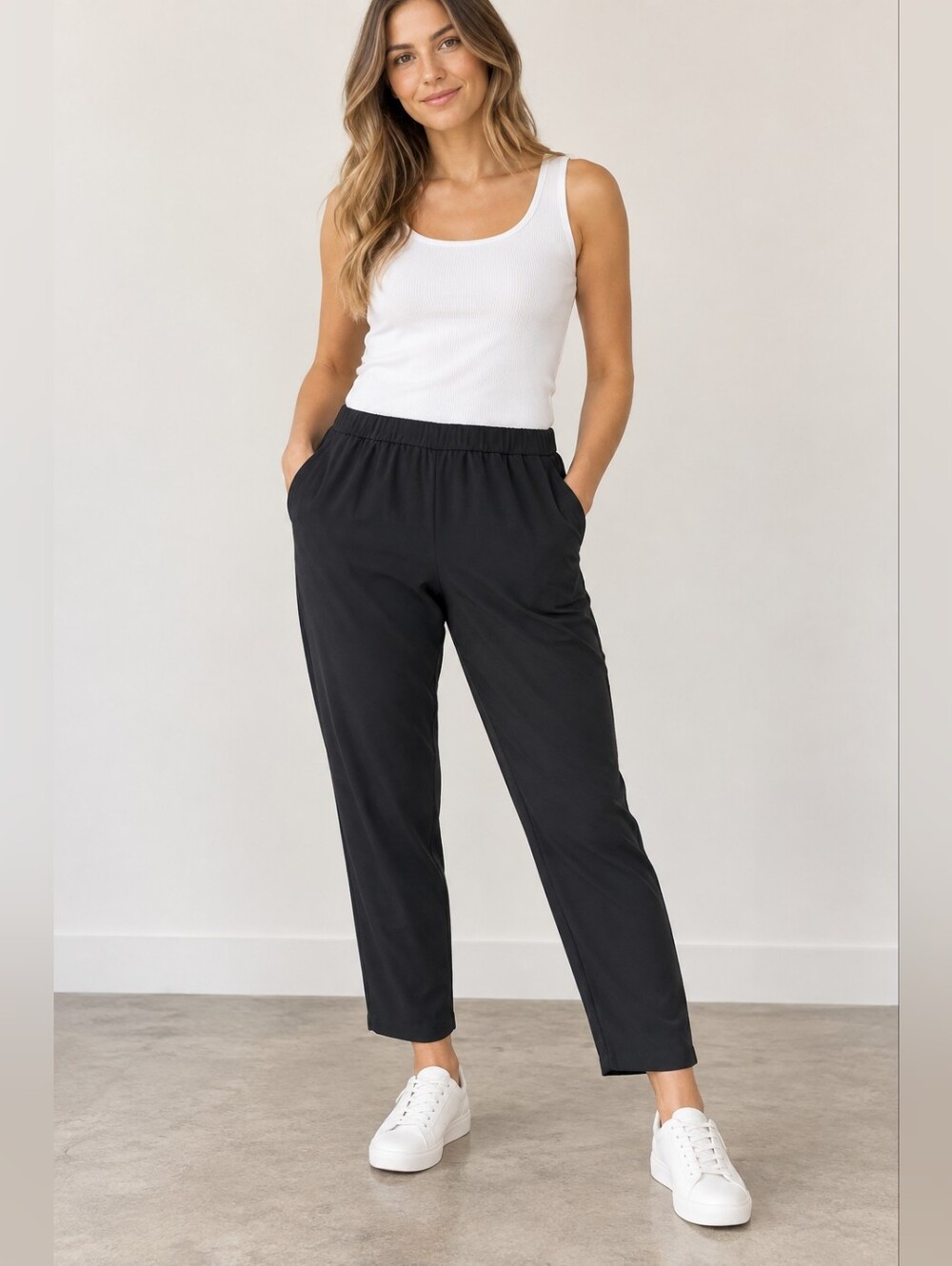 Eileen Fisher 100% Silk Black Pull-On Pants